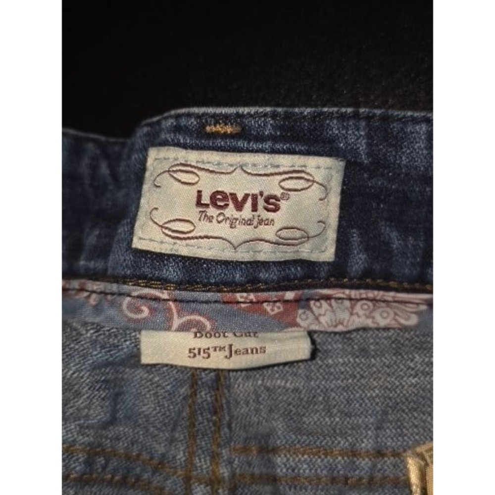 Levis 515 Distressed Denim Shorts Womens 8P Dark Wash Cut Off Raw‎ Hem Low Rise - Picture 3 of 11